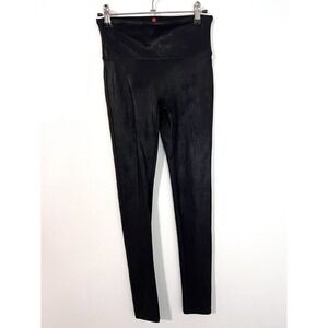 SPANX Black Faux Leather Skinny Ankle Pull On Warm Winter Leggings Size S